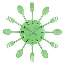 Load image into Gallery viewer, Metal Kitchen Wall Clock Creative Kitchen Wall Clock 3D Modern Creative Kitchen Cutlery Spoon Fork Time Like Wall Clock Wall Sticker Room Home Decoration Quartz Wall Art Cutlery Mounted Clocks Modern Design Home Decorative