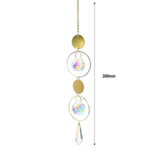Load image into Gallery viewer, Metallic Hoop Moon Sun Catcher Hanging Crystal Pendant Chandelier Lamps Light Crystals Glass Pendants Light Rainbow Maker Wind Chime Hanging Drop Gift of Good Luck Garden Decor Hanging Ornament For Home Decoration