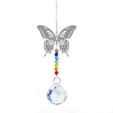 Load image into Gallery viewer, Metallic Hoop Moon Sun Catcher Hanging Crystal Pendant Chandelier Lamps Light Crystals Glass Pendants Light Rainbow Maker Wind Chime Hanging Drop Gift of Good Luck Garden Decor Hanging Ornament For Home Decoration