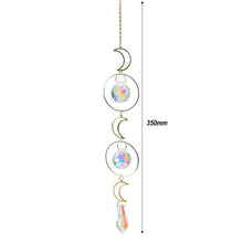 Load image into Gallery viewer, Metallic Hoop Moon Sun Catcher Hanging Crystal Pendant Chandelier Lamps Light Crystals Glass Pendants Light Rainbow Maker Wind Chime Hanging Drop Gift of Good Luck Garden Decor Hanging Ornament For Home Decoration