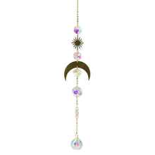 Load image into Gallery viewer, Metallic Hoop Moon Sun Wind Chimes Crystals Sun-catcher Ornament With Chakra Energy K9 Crystal Ball Prisms Hanging Rainbow Chaser Window Curtains Pendant Home Decor Gifts