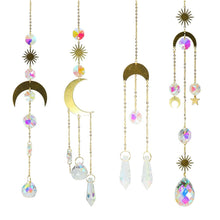 Load image into Gallery viewer, Metallic Hoop Moon Sun Wind Chimes K9 Crystal Prisms Hanging Sun-catcher Rainbow Chaser Window Curtains Pendant Home Decor Gifts For Wall Hanging Decor Room Home Photography Prop