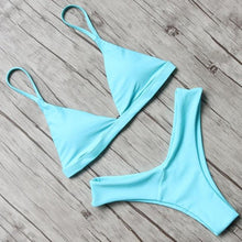 Load image into Gallery viewer, Micro Mini Bikini Swimwear Women Halter Push Up Bikini Set Padded Bra Women's Underwired Triangle Bathing Two Pieces Swimsuit Bikini Set Swimsuit Bandage Swim Suit