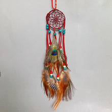 Load image into Gallery viewer, Mini Dream Catcher With Natural Feather Wind Chime Hanging Handmade Lace Feathers Bead Dream Catcher Wind Chimes Hanging Home Room Decoration Car Pendant Ornament Craft Dreamcatcher For Gift Memorial Festival Photography
