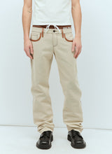 Load image into Gallery viewer, Miu Miu Men Leather Trim Canvas Pants