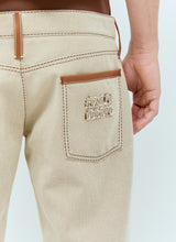 Load image into Gallery viewer, Miu Miu Men Leather Trim Canvas Pants