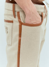 Load image into Gallery viewer, Miu Miu Men Leather Trim Canvas Pants