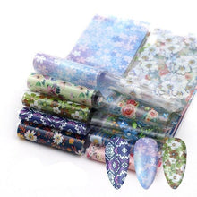 Load image into Gallery viewer, Mix Nail Art Transfer Foil Sticker Angles Decoration Nail Art Decals Design For Nails Wraps Follie Nail Foil Transfer Sticker Kit, Nail Art Decals Nail Foil Glass Paper Nail Decals Nail Wraps for Nail Art Decorations Supplies