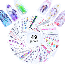 Load image into Gallery viewer, Mixed Designs Water Nail Stickers Decals Dream Catcher Transfer Tip Watermark Flora Painting Slider Manicure Decoration Girls Manicure Decoration Nail Art Supplies 3D Self-Adhesive Nail Decals Designer Nail Stickers for Acrylic Nails