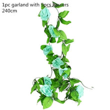 Load image into Gallery viewer, Modern Artificial Green Eucalyptus Leaves Garland Wisteria Rattan Fake Decor Silk Leaf Vines For Wedding Birthday Party Decor