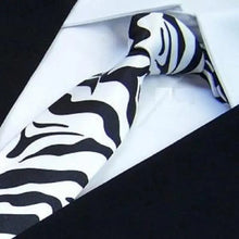 Load image into Gallery viewer, Modern Black And White Men Necktie Casual Business Meeting Formal Polyester Skinny Slim Necktie