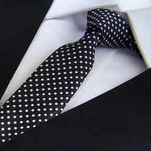 Load image into Gallery viewer, Modern Black And White Men Necktie Casual Business Meeting Formal Polyester Skinny Slim Necktie