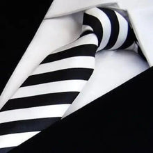 Load image into Gallery viewer, Modern Black And White Men Necktie Casual Business Meeting Formal Polyester Skinny Slim Necktie