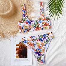 Load image into Gallery viewer, Modern Blue High Waist Bikini Push Up Swimwear Women Dragon Printed Bikini Set Retro Swimsuit Women's High Waist Bikini Swimsuits Twist Push Up Two Piece Bathing Suits Tummy Control Swimwear