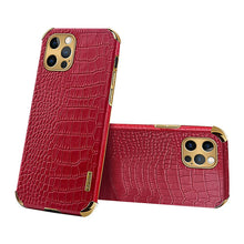 Load image into Gallery viewer, Modern Green Leather Case for iPhone 14 Pro Max Mini 13 11 Pro Max X XR XS Max 13 Mini Cases Luxury PU Leather Covers Luxury Cover Gold Edge for Women Girls Slim Leather Elegant Iphone Protective Cover