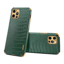 Load image into Gallery viewer, Modern Green Leather Case for iPhone 14 Pro Max Mini 13 11 Pro Max X XR XS Max 13 Mini Cases Luxury PU Leather Covers Luxury Cover Gold Edge for Women Girls Slim Leather Elegant Iphone Protective Cover
