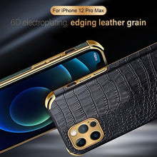 Load image into Gallery viewer, Modern Green Leather Case for iPhone 14 Pro Max Mini 13 11 Pro Max X XR XS Max 13 Mini Cases Luxury PU Leather Covers Luxury Cover Gold Edge for Women Girls Slim Leather Elegant Iphone Protective Cover