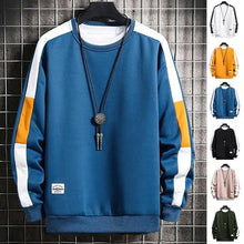 Load image into Gallery viewer, Modern Long Sleeve Sweatshirts Men New Fashion Color Casual Mens Casual O-Neck Patchwork Sweatshirt For Young Men Men Sweatshirt Streetwear Loose Solid Patchwork Pullover Sweatshirt