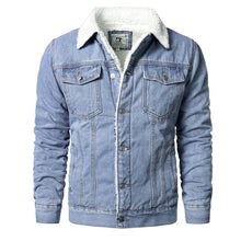 Load image into Gallery viewer, Modern Men Light Blue Jackets Luxury Slim Casual Coats New Male Quality Cotton Thick Winter Jackets Warm Comfortable Jacket Elegant Warm Winter Coats