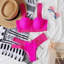Load image into Gallery viewer, Modern Push Up Swimsuit Bikini Women's Push-up Bandage Bikini Swimsuits Swim Bottoms Women Swimwear Bathing Suit Padded Beach Swimming Suit Summer Fashion Suits