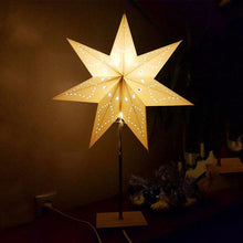 Load image into Gallery viewer, Modern Retro Led Table Lamp Desk Light Paper Star Wood Lamp Nordic Design Minimalist Bedside Living Room Bedroom Decor Cute Study Lamps for Bedroom Décor