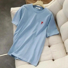Load image into Gallery viewer, Modern Summer New Hearts A Love Embroidered Simple Design Masculine Fashion Short Sleeve T-Shirt Men's T-Shirt Men's Short Sleeve Tees Cotton T-Shirts for Men