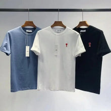 Load image into Gallery viewer, Modern Summer New Hearts A Love Embroidered Simple Design Masculine Fashion Short Sleeve T-Shirt Men's T-Shirt Men's Short Sleeve Tees Cotton T-Shirts for Men