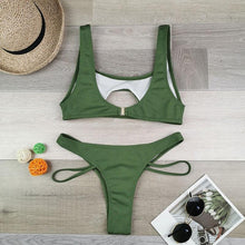 Load image into Gallery viewer, Modern White Bikini Hollow Out Swimsuit Female High Cut Swimwear Solid Fashion Bathing Suit Beach Wear Women's Front Cutout Bikini Sets Two Piece Summer Party Bathing Suits