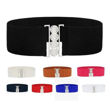 Load image into Gallery viewer, Modern Wide Fabric Strap Silver Metal Buckle Belts For Women Trendy Fashion Stretchable Classic Belts