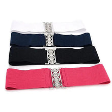 Load image into Gallery viewer, Modern Wide Fabric Strap Silver Metal Buckle Belts For Women Trendy Fashion Stretchable Classic Belts