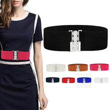 Load image into Gallery viewer, Modern Wide Fabric Strap Silver Metal Buckle Belts For Women Trendy Fashion Stretchable Classic Belts