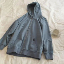 Load image into Gallery viewer, Modern With Hat Hoodies Women Kangaroo Pocket Casual Loose Solid Color Sweatshirt Female Fashion New Female Tops Sports Clothing Oversized Zip Hooded Sweatshirt Cotton Women Autumn Hoodie