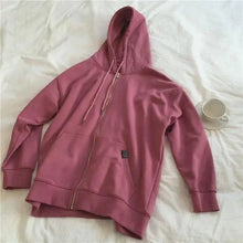 Load image into Gallery viewer, Modern With Hat Hoodies Women Kangaroo Pocket Casual Loose Solid Color Sweatshirt Female Fashion New Female Tops Sports Clothing Oversized Zip Hooded Sweatshirt Cotton Women Autumn Hoodie