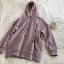Load image into Gallery viewer, Modern With Hat Hoodies Women Kangaroo Pocket Casual Loose Solid Color Sweatshirt Female Fashion New Female Tops Sports Clothing Oversized Zip Hooded Sweatshirt Cotton Women Autumn Hoodie