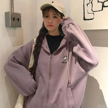 Load image into Gallery viewer, Modern With Hat Hoodies Women Kangaroo Pocket Casual Loose Solid Color Sweatshirt Female Fashion New Female Tops Sports Clothing Oversized Zip Hooded Sweatshirt Cotton Women Autumn Hoodie
