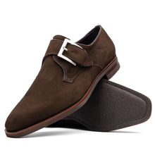 Load image into Gallery viewer, 56-110-DBR Hebilla Monk Strap Italian Suede Calfskin Dark Brown