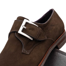 Load image into Gallery viewer, 56-110-DBR Hebilla Monk Strap Italian Suede Calfskin Dark Brown