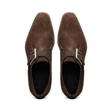 Load image into Gallery viewer, 56-110-DBR Hebilla Monk Strap Italian Suede Calfskin Dark Brown