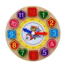 Load image into Gallery viewer, Montessori Cartoon Animal Educational Wooden Beaded Geometry Digital Clock Puzzles Matching Clock Toy For Children