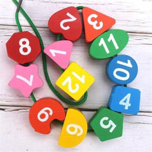 Load image into Gallery viewer, Montessori Cartoon Animal Educational Wooden Beaded Geometry Digital Clock Puzzles Matching Clock Toy For Children