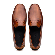 Load image into Gallery viewer, 35-115-CGN MONZA Hand Burnished Italian Calfskin Driving Loafers Cognac