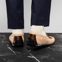 Load image into Gallery viewer, 36-300-BON MONZA Sueded Italian Calfskin Driver Bone / Chestnut