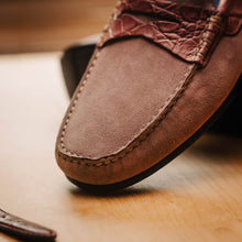 Load image into Gallery viewer, 31-160-CDY MONZA Sueded Calfskin with Crocodile Driver Candy