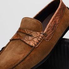 Load image into Gallery viewer, 31-160-CGN MONZA Sueded Calfskin with Crocodile Driver, Cognac