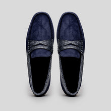 Load image into Gallery viewer, 31-160-NVY MONZA Sueded Calfskin with Crocodile Driver, Navy