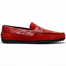 Load image into Gallery viewer, 31-160-RED MONZA Sueded Calfskin with Crocodile Driver, Red