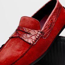 Load image into Gallery viewer, 31-160-RED MONZA Sueded Calfskin with Crocodile Driver, Red