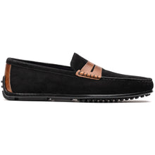 Load image into Gallery viewer, 36-300-BLK MONZA Sueded Italian Calfskin Driver Black / Chestnut