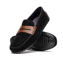 Load image into Gallery viewer, 36-300-BLK MONZA Sueded Italian Calfskin Driver Black / Chestnut