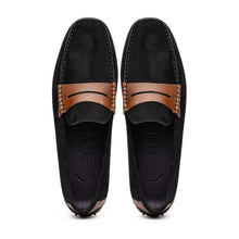 Load image into Gallery viewer, 36-300-BLK MONZA Sueded Italian Calfskin Driver Black / Chestnut